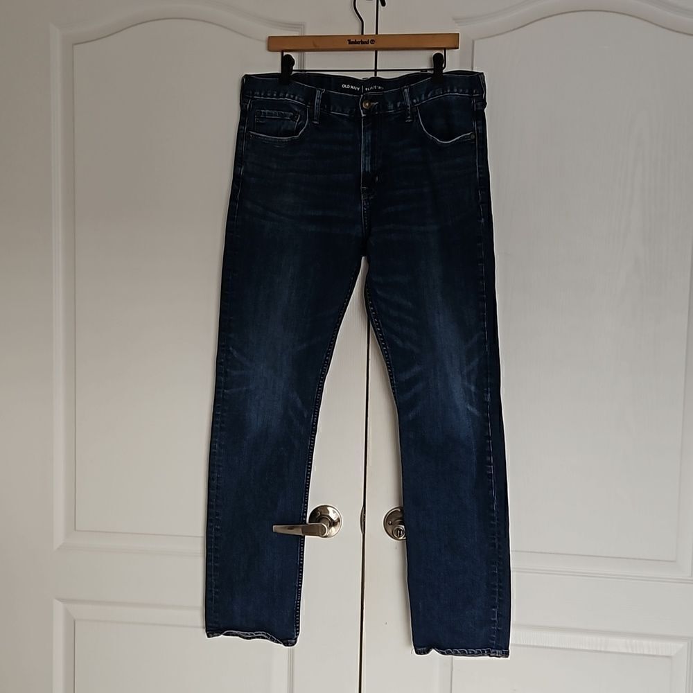 Old Navy Men Slim Fit Jeans 36×34 Dark Blue Washed